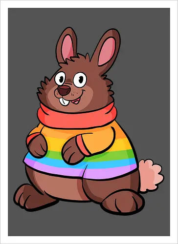 Regenbogenhase - Hase, Queer, Regenbogen - Kunstdruck