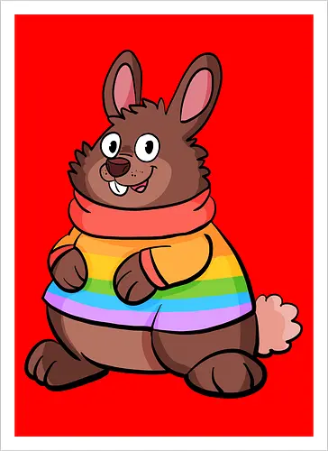 Regenbogenhase - Hase, Queer, Regenbogen - Kunstdruck