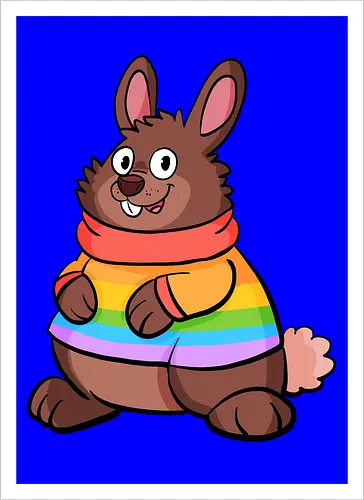 Regenbogenhase - Hase, Queer, Regenbogen - Kunstdruck