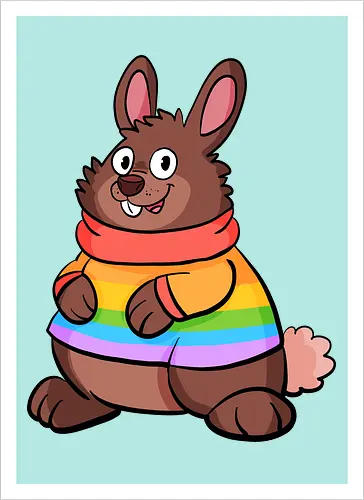Regenbogenhase - Hase, Queer, Regenbogen - Kunstdruck