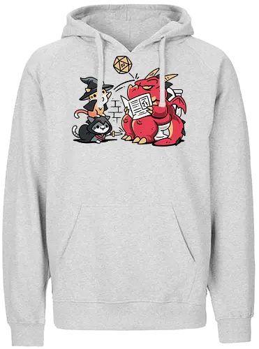 Toilet Dice Roll – Cats vs Dragon - cats vs dragon, cute cats, dragon, dungeons, tabletop rpg, d20 dice, fantasy, gamer, kittens, funny, bathroom, nerd humor, geek, critical hit, kawaii - Fairtrade Hoodie