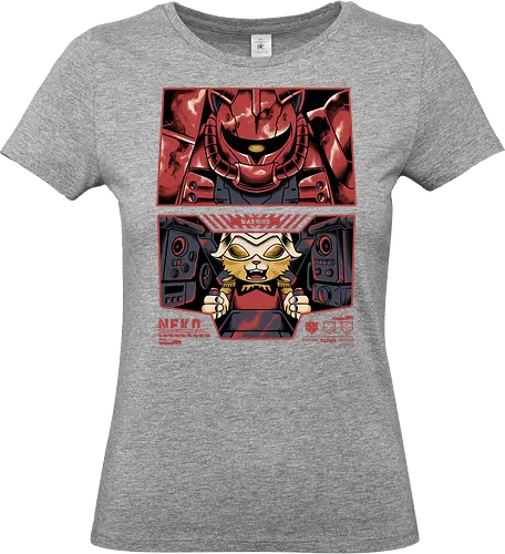 cat aznable - gundam, anime, manga, cat, kitty, zaku, robot, mecha, cute, cartoon, pilot, space, techwear, futuristic, cyberpunk - Standard T-Shirt (Frauen)