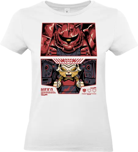 cat aznable - gundam, anime, manga, cat, kitty, zaku, robot, mecha, cute, cartoon, pilot, space, techwear, futuristic, cyberpunk - Standard T-Shirt (Frauen)