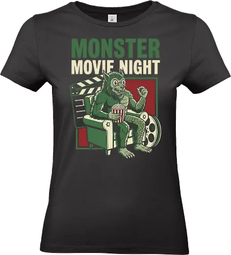 Monster Movie Night - monster movie night, horror movie t-shirt, werewolf eating popcorn, vintage cinema graphic, retro horror tee, classic movie lover gift, drive-in theater shirt, halloween monster apparel, cinephile t-shirt, film geek clothing, creature from the black lagoon style, 50s horror aesthetic, movie theater mascot, creepy cute monster, b-movie fan art, popcorn and movies, film reel graphic, clapperboard design, scary movie shirt - Standard T-Shirt (Frauen)