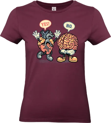 The Heart Says Yes but the Brain Says No - Heart, brain, mind, funny, humor, body parts - Standard T-Shirt (Frauen)