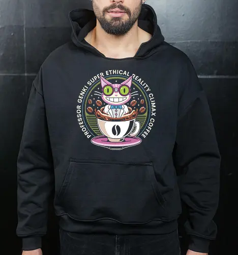 Steelport Cat Coffee Emblem - saints row, johnny gat, third street saints, agents of mayhem, gat out of hell, saintsrow, cat, professor genki, games, gamer, gaming, video game, video games, saints row 4, coffee - Cropped Hoodie