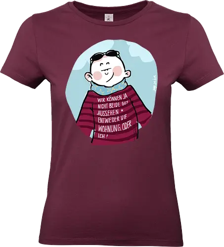 Wir können nicht beide gut aussehen... - Ringelpullisprüche, Ringeldinger, streifenweise, Spruch, Weisheit, Motivation, Ringelpulli, SprücheShirt, Cartoon Illustration, Statement, Handgezeichnet, Humor, Selbstironie, Streifenpulli, Spruchshirt, deutsch - Standard T-Shirt (Frauen)