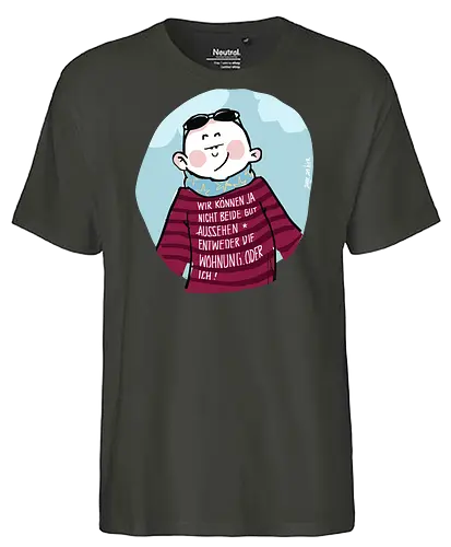 Wir können nicht beide gut aussehen... - Ringelpullisprüche, Ringeldinger, streifenweise, Spruch, Weisheit, Motivation, Ringelpulli, SprücheShirt, Cartoon Illustration, Statement, Handgezeichnet, Humor, Selbstironie, Streifenpulli, Spruchshirt, deutsch - Fairtrade T-Shirt