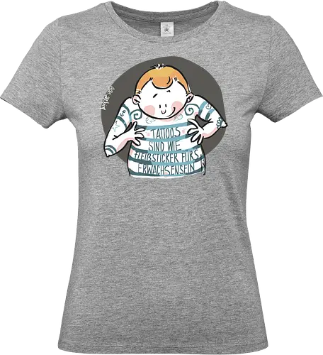 Tattoos - Statement, Handgezeichnet, Humor, Selbstironie, Streifenpulli, Spruchshirt, deutsch, Ringelpullisprüche, Ringeldinger, streifenweise, Spruch, Weisheit, Motivation, Ringelpulli, SprücheShirt, Cartoon Illustration, Tattoo - Standard T-Shirt (Frauen)