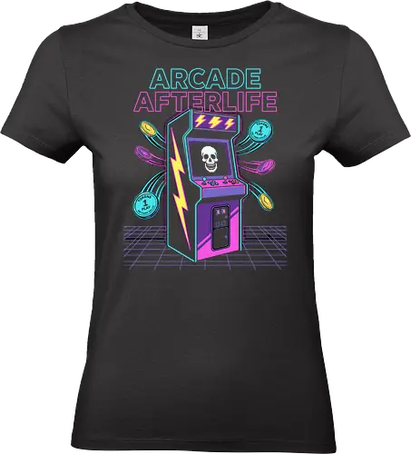 Afterlife - arcade afterlife, retro gaming t-shirt, synthwave arcade machine, vaporwave gamer apparel, 80s arcade cabinet, pixel art skull, gaming token graphic, neon gaming shirt, video game nostalgia, gamer aesthetic clothing, retro arcade art, cyber gaming tee, purple and pink neon, classic gaming gear, haunted arcade machine, arcade game over shirt, geek culture fashion, vintage gaming merch, electric gaming design - Standard T-Shirt (Frauen)