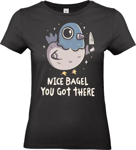 Nice Bagel You Got There - koalatees, koala, pigeon, bagel, bird, bird lover, animal, knife, sarcastic, weird, brunch lover, snacks, ironic - Standard T-Shirt (Frauen)