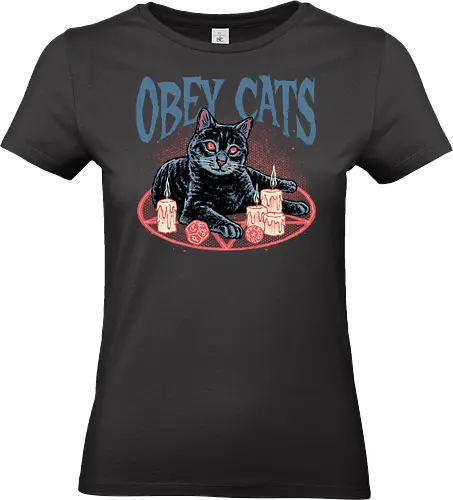 Obey Cats - Cat, cats, animal, funny, humor, witch, witchcraft - Standard T-Shirt (Frauen)