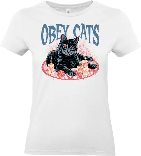 Obey Cats - Cat, cats, animal, funny, humor, witch, witchcraft - Standard T-Shirt (Frauen)