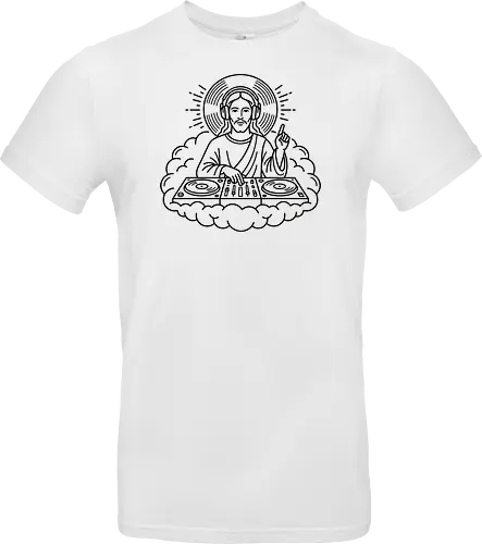"DJ Jesus - dj jesus, electronic music shirt, jesus with headphones, techno priest, funny christian t-shirt, minimalist line art, dj lifestyle apparel, house music graphic tee, edm streetwear, celestial dj design, turntable art shirt, music festival top, religious humor clothing, dj gift ideas, modern jesus art, vinyl records graphic, clubbing outfit, creative music producer shirt, heavenly beats tee - Standard T-Shirt