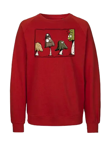 Verrückte Pilze - Pilz, Pilze, Goa, verrückt, lustig, cartoon, comic, wald, flora, fauna, süß - Fairtrade Sweatshirt