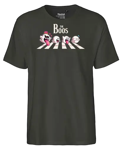 The Boos  - ghost, boo, king, abbey roady, parody, mario, scary, retro, Console, retro games, gaming, cute, shy - Fairtrade T-Shirt