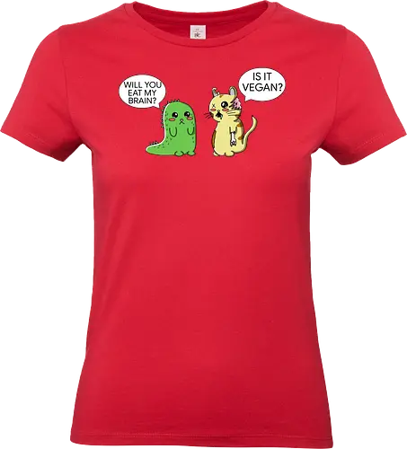 Lustiger Kawaii-Zombie-Horror mit veganem Sarkasmus - zombie, kawaii, lustig, horror, vegan, sarkasmus, zombie humor, niedlich, cartoon zombie, comic stil, schwarzer humor, irony, vegane satire, veganer humor, gruselig süß, halloween, undead, popkultur, witziges motiv, funny design, geschenkidee, trendig, alternative mode, meme stil, subkultur - Standard T-Shirt (Frauen)
