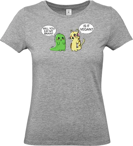 Lustiger Kawaii-Zombie-Horror mit veganem Sarkasmus - zombie, kawaii, lustig, horror, vegan, sarkasmus, zombie humor, niedlich, cartoon zombie, comic stil, schwarzer humor, irony, vegane satire, veganer humor, gruselig süß, halloween, undead, popkultur, witziges motiv, funny design, geschenkidee, trendig, alternative mode, meme stil, subkultur - Standard T-Shirt (Frauen)