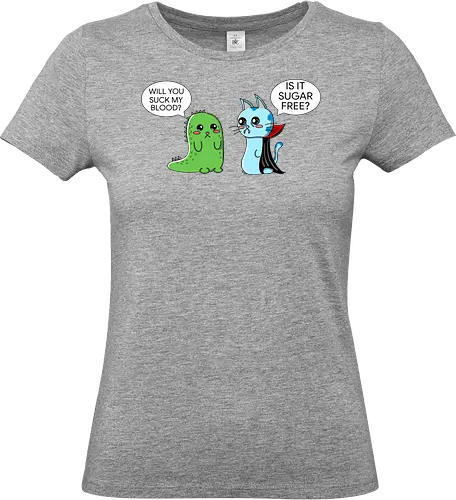 Lustiger Kawaii-Vampir mit zuckerfreiem Horror-Sarkasmus - vampir, kawaii, lustig, horror, sarkasmus, zuckerfrei, vampire humor, niedlich, cartoon vampir, comic stil, schwarzer humor, irony, gruselig süß, halloween, undead, popkultur, witziges motiv, funny design, geschenkidee, trendig, alternative mode, meme stil, subkultur, satire, gothic humor - Standard T-Shirt (Frauen)