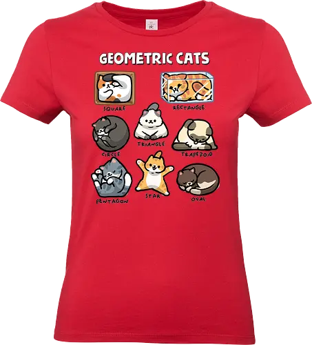 Geometric Cats - cats, abstract, cat, geometric, geometry, kitten, kitty, math, mathematics, pets, shape, star, teacher, triangle - Standard T-Shirt (Frauen)