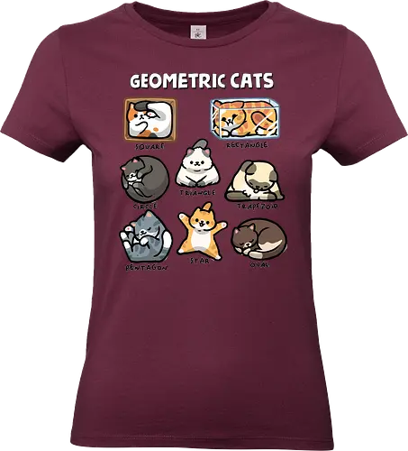 Geometric Cats - cats, abstract, cat, geometric, geometry, kitten, kitty, math, mathematics, pets, shape, star, teacher, triangle - Standard T-Shirt (Frauen)