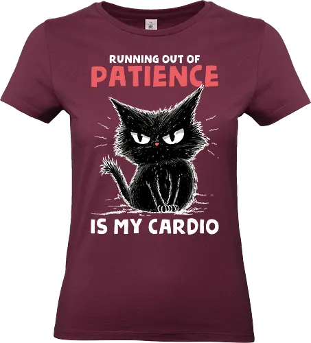 Runnig Out Of Patience Is My Cardio - cat, angry, animal, cardio, exercise, fitness, funny, gym, kitten, kitty, pet, runner, running, sport, workout, resolution - Standard T-Shirt (Frauen)