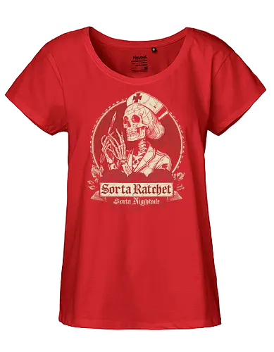 Ratchet Nightingale Skeleton Nurse - ratchet nurse, nightingale skeleton, halloween nurse, spooky nurse, creepy skeleton, funny nurse costume, gothic nurse, dark humor halloween, spooky season, skeleton nurse outfit, horror nurse, halloween aesthetic, nurse halloween party, edgy nurse design, creepy cute - Fairtrade Girl Shirt