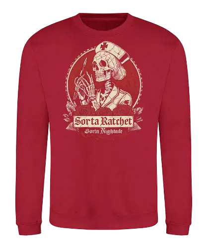 Ratchet Nightingale Skeleton Nurse - ratchet nurse, nightingale skeleton, halloween nurse, spooky nurse, creepy skeleton, funny nurse costume, gothic nurse, dark humor halloween, spooky season, skeleton nurse outfit, horror nurse, halloween aesthetic, nurse halloween party, edgy nurse design, creepy cute - Sweatshirt