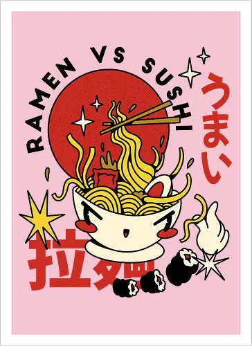 Ramen vs Sushi – Japanische Retro Food