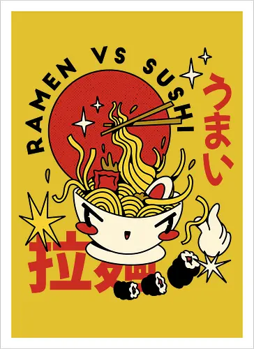 Ramen vs Sushi – Japanische Retro Food