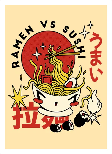 Ramen vs Sushi – Japanische Retro Food
