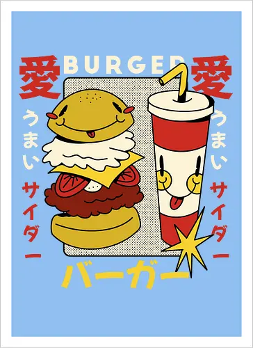 Burger Love – Kawaii Japanische Retro Food Art