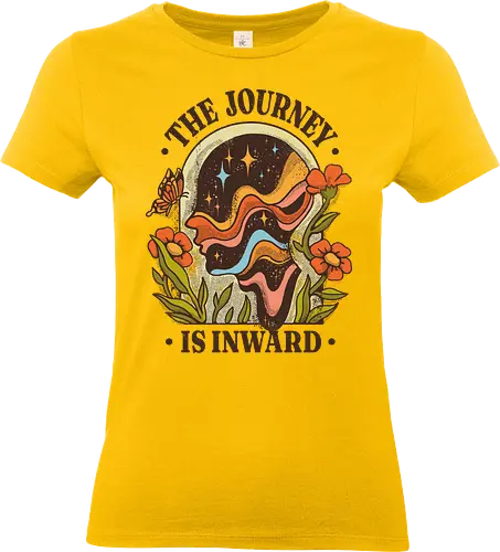 The Journey Is Inward – Vintage Inner Peace | Vintage Illustration zur Selbstfindung - the journey is inward, self discovery art, mindfulness illustration, inner peace artwork, mental health design, vintage spiritual art, healing journey illustration, introspective art, boho mindfulness, soulful artwork, emotional wellness art, inner world illustration, calm aesthetic art, personal reflection art, spiritual growth design - Standard T-Shirt (Frauen)