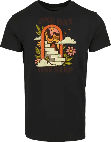 One Day One Step – Vintage Motivation Stairway Art