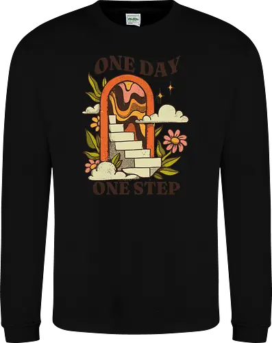 One Day One Step – Vintage Motivation Stairway Art