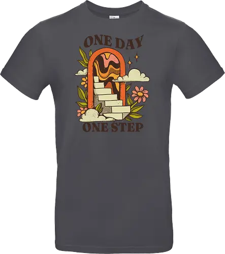 One Day One Step – Vintage Motivation Stairway Art