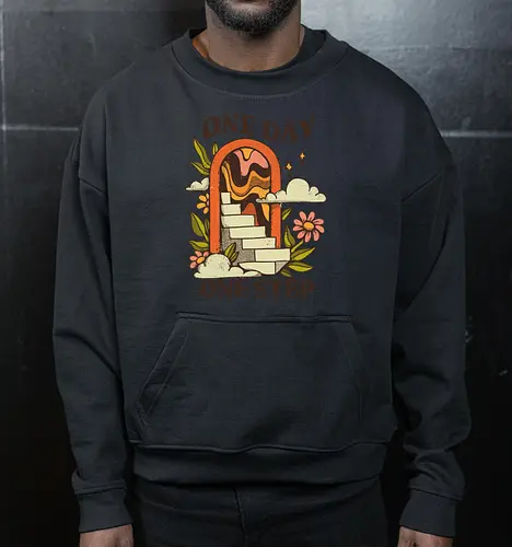 One Day One Step – Vintage Motivation Stairway Art