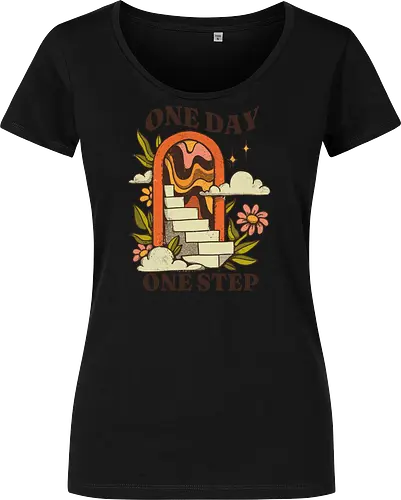 One Day One Step – Vintage Motivation Stairway Art