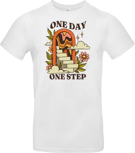 One Day One Step – Vintage Motivation Stairway Art