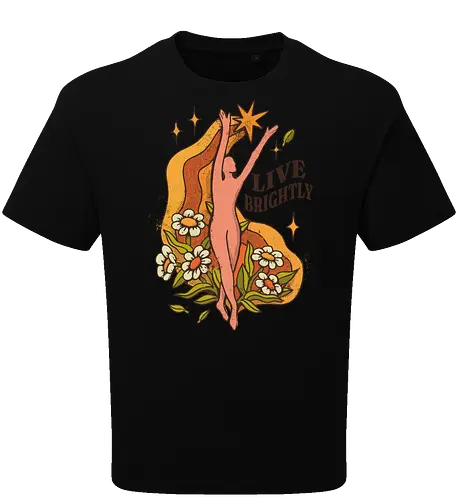 Live Brightly – Vintage Mental Health Floral Illustration | Vintage Illustration für mentale Gesundheit