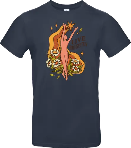 Live Brightly – Vintage Mental Health Floral Illustration | Vintage Illustration für mentale Gesundheit