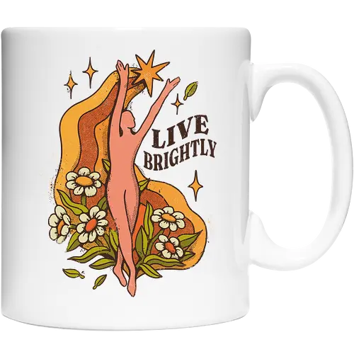 Live Brightly – Vintage Mental Health Floral Illustration | Vintage Illustration für mentale Gesundheit