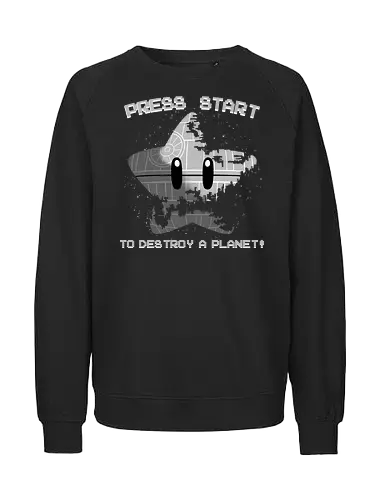 Press Start to Destroy - Mario, Super Star, Space Opera, moon - Fairtrade Sweatshirt