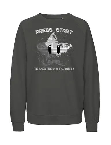 Press Start to Destroy - Mario, Super Star, Space Opera, moon - Fairtrade Sweatshirt