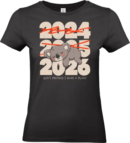 2026 Let´s Pretend I Have A Plan - koalatees, koala, introvert, anxiety, social battery, low power mode, funny quote, retro design, vintage, sarcasm, antisocial - Standard T-Shirt (Frauen)