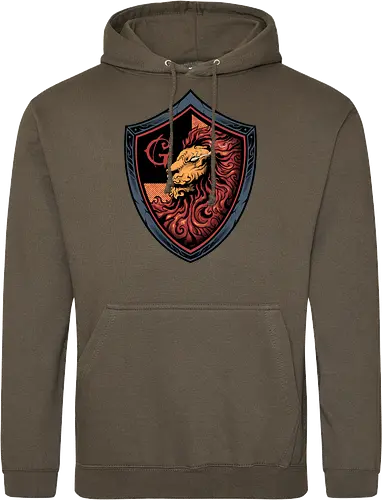 house of red mane - lion, magic, wizard, animal, myth, school, sport, game, rpg, fantasy, creature - Standard Hoodie