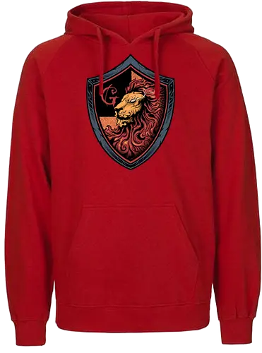 house of red mane - lion, magic, wizard, animal, myth, school, sport, game, rpg, fantasy, creature - Fairtrade Hoodie
