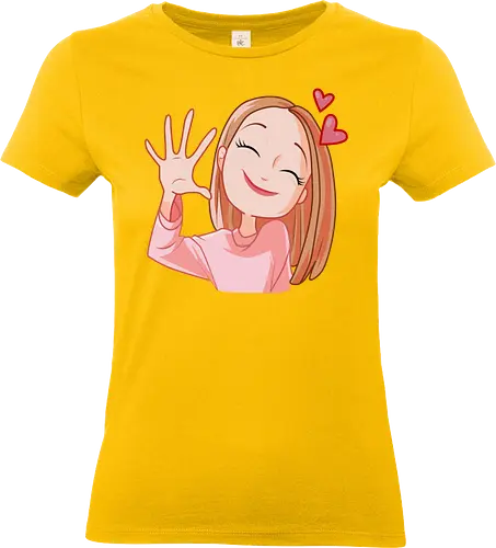Verliebtes Mädchen - Liebe, Herz, Rosa, Glücklich, Küssen, Mädchen, Herzen, Fanart, Emotion, Gefühle, Umarmung, Romantik, Geliebte/r, Verliebt, Vorfreude - Standard T-Shirt (Frauen)