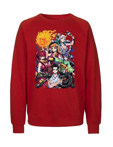 Crimson Wano - Pirate, Wano Arc, Straw Hat Crew, pirate, Kaido, Oden, Samurai, Pirate Adventure, Nami, Nico Robin, OTama, Shinobu, Yamato, pirate anime, strawhat pirates, anime, manga, anime edit, Pirate Wano, pirate manga - Fairtrade Sweatshirt