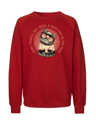 High Five in the Face - Cat, cats, cute, cat lover, funny, humor, animals - Fairtrade Sweatshirt